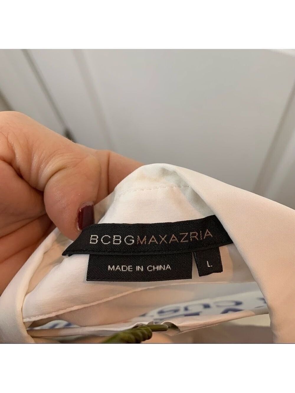 BCBG Maxazria White 3/4 Sleeve Button-Down with Ruffles Sleeves Size Large - Picture 7 of 9